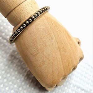 Black & Gold Caviar Dot Bangle Bracelet